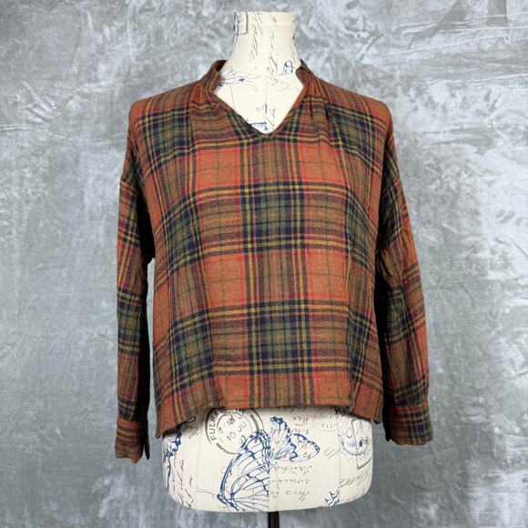 Madewell Popover Shirt XXS 2XS Plaid Chestnut - Picture 3 of 14